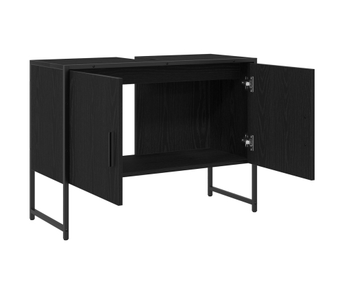 Armario de Lavabo de Baño  Roble Negro 80x33x60 cm Madera Contrachapada
