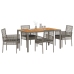Conjunto de Comedor de Jardín  de 5 Piezas con Cojines Gris Poliratán
