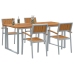 Juego de Comedor de Jardín de 5 Piezas en Gris Acero y Madera Sólida de Acacia