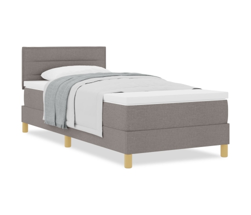 Cama Box Spring con Colchón Taupe 90x200 cm Tela