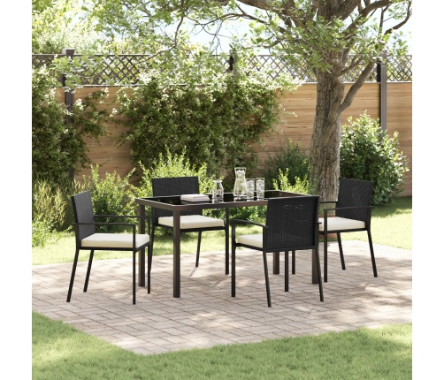 Conjunto de Comedor de Jardín  de 5 Piezas en Negro de Poliratán