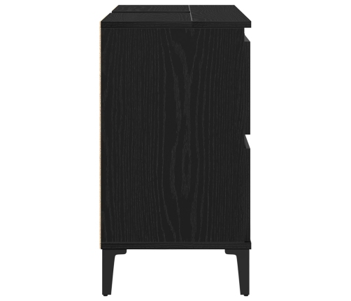 Gabinete para lavabo de baño  negro roble 80x33x60 cm de madera