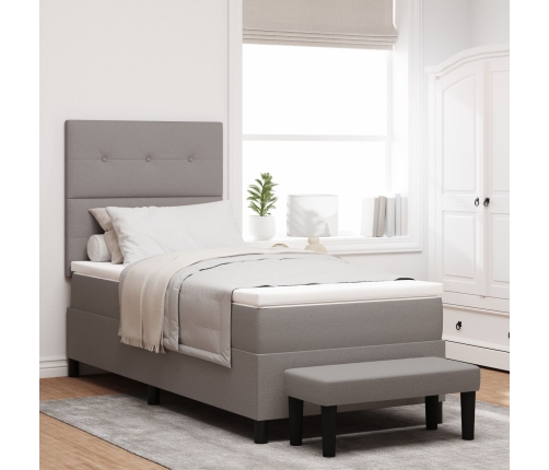Cama con Somier con Colchón y Banco Taupe 100x200 cm Tela