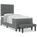 Cama Box Spring  con Colchón y Banco Gris Oscuro 90x200 cm Tela