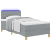 Cama con Base con Colchón y Luz LED Gris Claro 90x200 cm Tela
