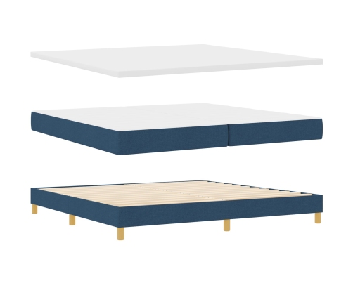 Cama Box Spring  con Colchón Azul 200x200 cm Tela