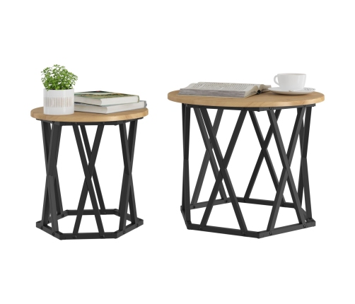Mesas Laterales Anidadas 2 pcs de Madera de Roble Artisan
