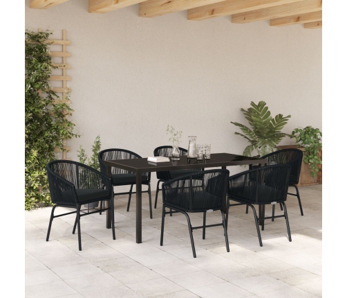 Conjunto de Comedor Jardín  de 7 Piezas Negro Poliratán