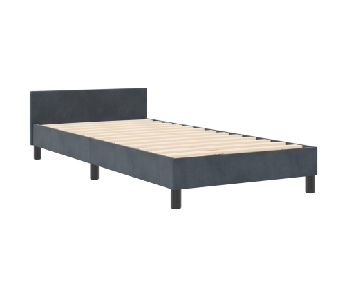 Estructura de Cama  en Gris Oscuro, 100x200 cm, Hecha de Terciopelo