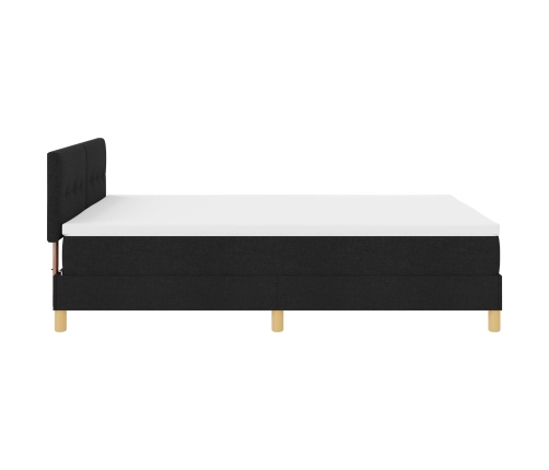 Cama con Somier  con Colchón Negro 160x200 cm Tela