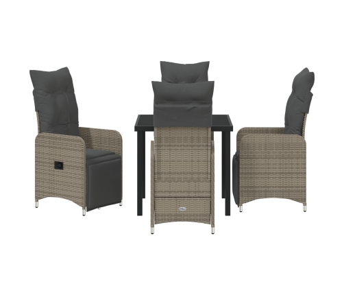 Set de Comedor de Jardín de 5 Piezas con Cojines Beige Poliratán