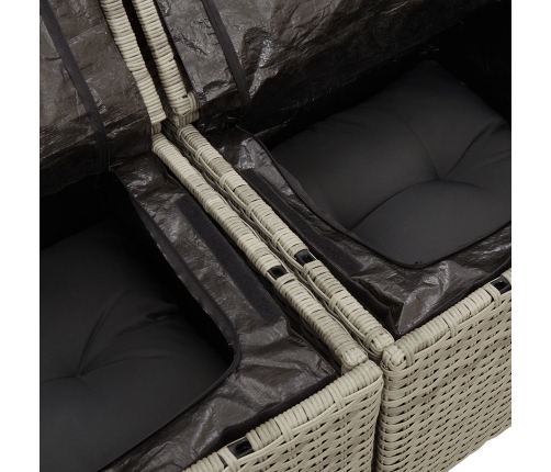 Conjunto de Comedor de Jardín de 7 Piezas con Cojines de Ratán Gris