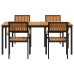 Conjunto de Comedor de Jardín de 5 Piezas Negro, Marrón Metal, Madera
