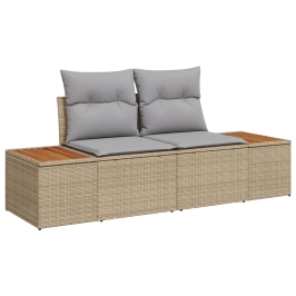Conjunto de Sofás de Jardín  de 8 Piezas con Cojines Beige de Poliratán