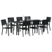 Juego de Comedor de Jardín de 9 Piezas HDPE Negro