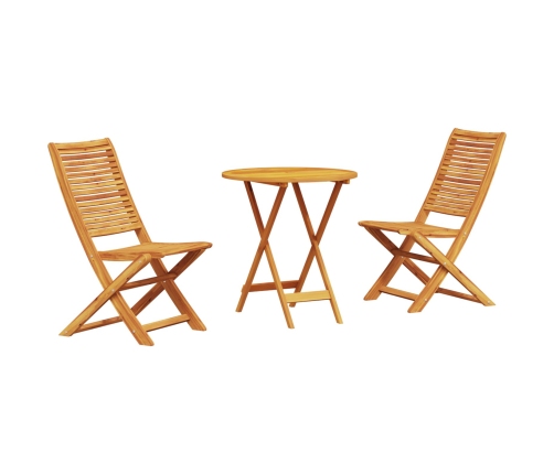 Juego de Bistro Plegable de 3 Piezas en Madera Maciza de Acacia
