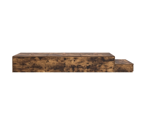 Cama con Almacenamiento  Roble Ahumado Madera, Tablero de partículas