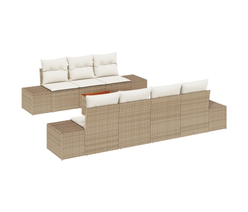 Juego de Sofá de Jardín de 8 Piezas con Cojines Beige Poliratán Acacia