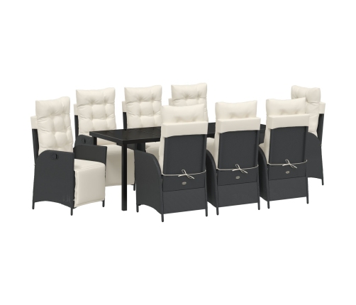 Conjunto de Comedor de Jardín de 9 Piezas Rattan Polímero Negro