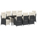 Conjunto de Comedor de Jardín de 9 Piezas Rattan Polímero Negro