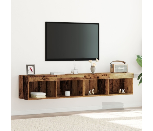 Gabinetes de pared para TV  con luces LED 2 pcs Madera vieja 80x30x30 cm