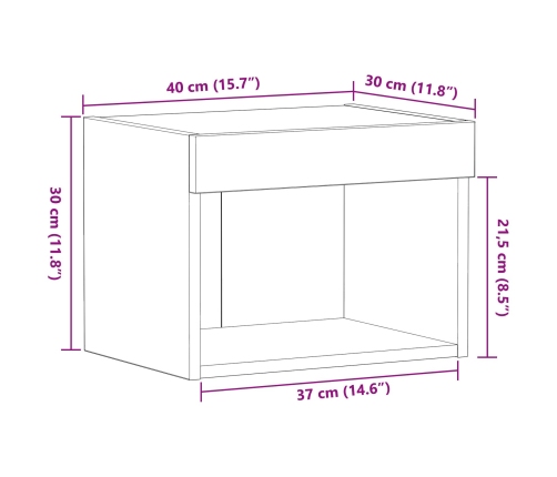Armario de pared  con luces LED Roble Artesanal 40x30x30 cm