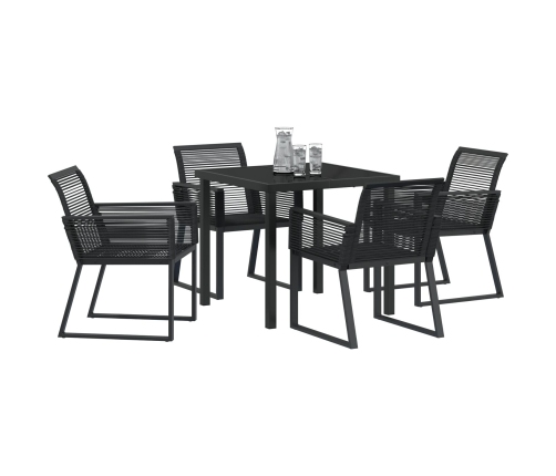 Set de Comedor de Jardín  de 5 Piezas Ratan Polímero Negro