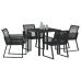 Set de Comedor de Jardín  de 5 Piezas Ratan Polímero Negro