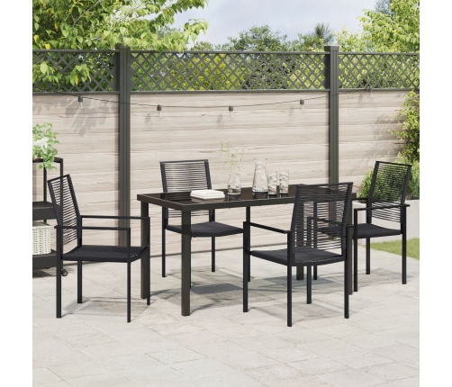 Conjunto de 5 Piezas de Comedor Jardín  Negro Rattan PVC