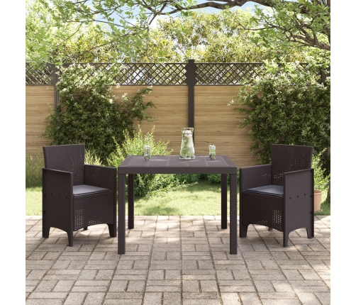 Juego de Comedor de Jardín Set de 3 Marrón Poliratán Duradero