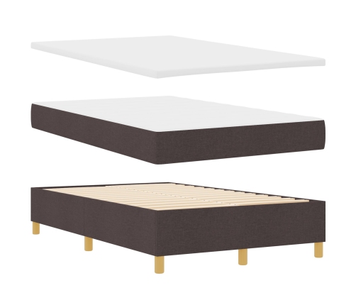 Cama Box Spring  con colchón y banco marrón oscuro 120x200 cm de tela
