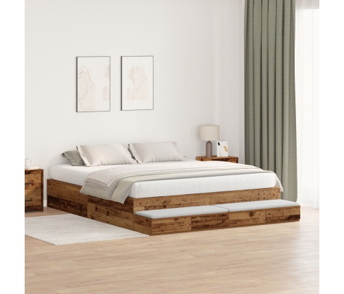 Cama con almacenamiento  Madera antigua 200x200 cm