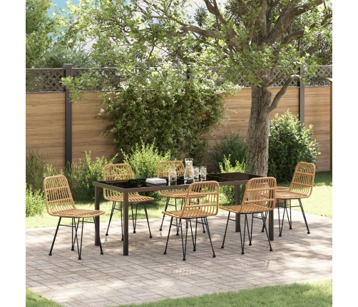 Set de Comedor de Jardín  de 7 Piezas Marrón Poliratán