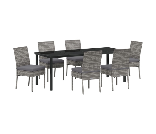 Conjunto de Comedor de Jardín  de 7 Piezas Gris Poliratán