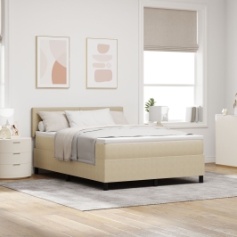 Cama con Somier  con Colchón Beige 160x200 cm Tela de Pana