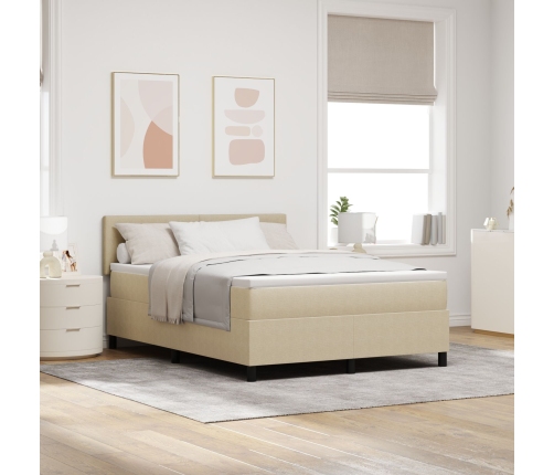 Cama con Somier  con Colchón Beige 160x200 cm Tela de Pana