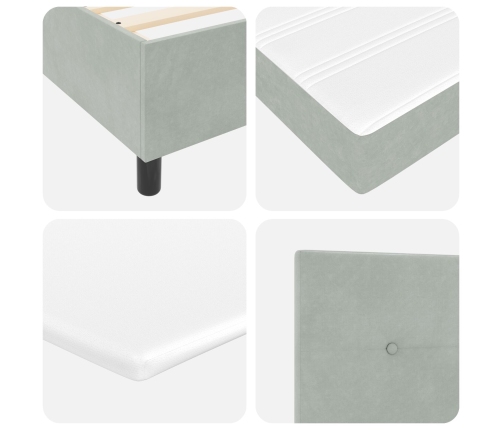 Cama Box Spring  con Colchón y Luz LED Gris Claro 90x200 cm Terciopelo
