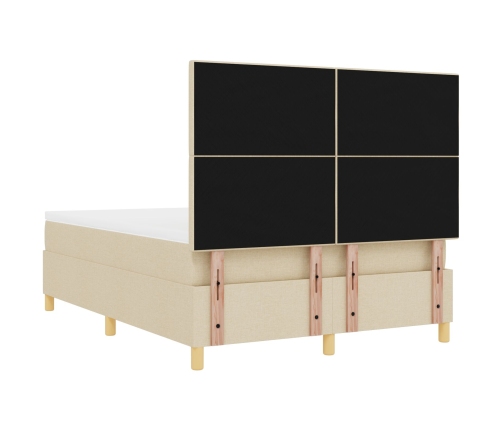 Cama con Somier y Colchón Crema 160x200 cm Tela