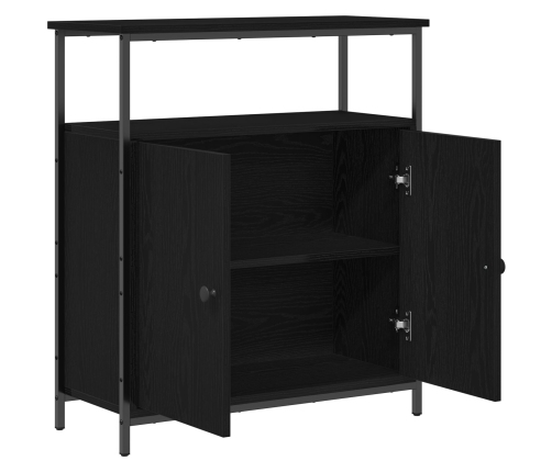 Aparador Negro de Roble 70x30x80 cm de Madera Ingenierizada