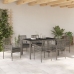 Conjunto de Comedor de Jardín de 7 Piezas con Cojines Gris de Poliratán