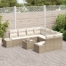 Set de Sofá de Jardín de 9 Piezas con Cojines Beige Ratán Polímero