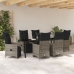 Set de Comedor de Jardín de 7 Piezas con Cojines Gris Poliratán