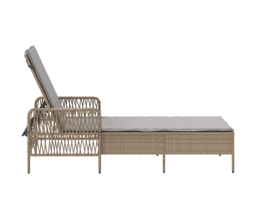 Tumbona Beige y gris claro Ratán PE 157 x 55 x 92 cm Plegable