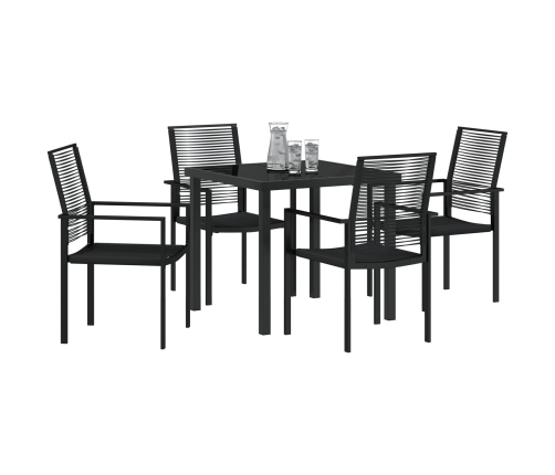 Juego de Comedor de Jardín de 5 piezas Negro Ratan de PVC