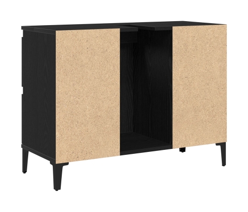 Gabinete para lavabo de baño  negro roble 80x33x60 cm de madera