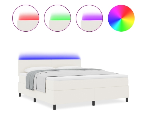 Cama con Base y Colchón & LED Crema Super King Tela de Pana