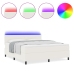 Cama con Base y Colchón & LED Crema Super King Tela de Pana