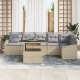 Juego de Sofá de Jardín Set de 7 Beige (estructura), Gris (cojines)