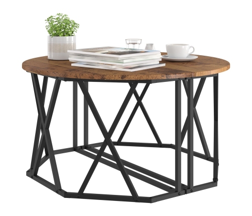 Mesa de café  de madera vieja 80x80x42 cm de madera compuesta