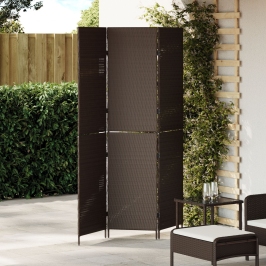 Divisor de habitación  3 paneles plegable marrón 146x180 cm ratán poliéster